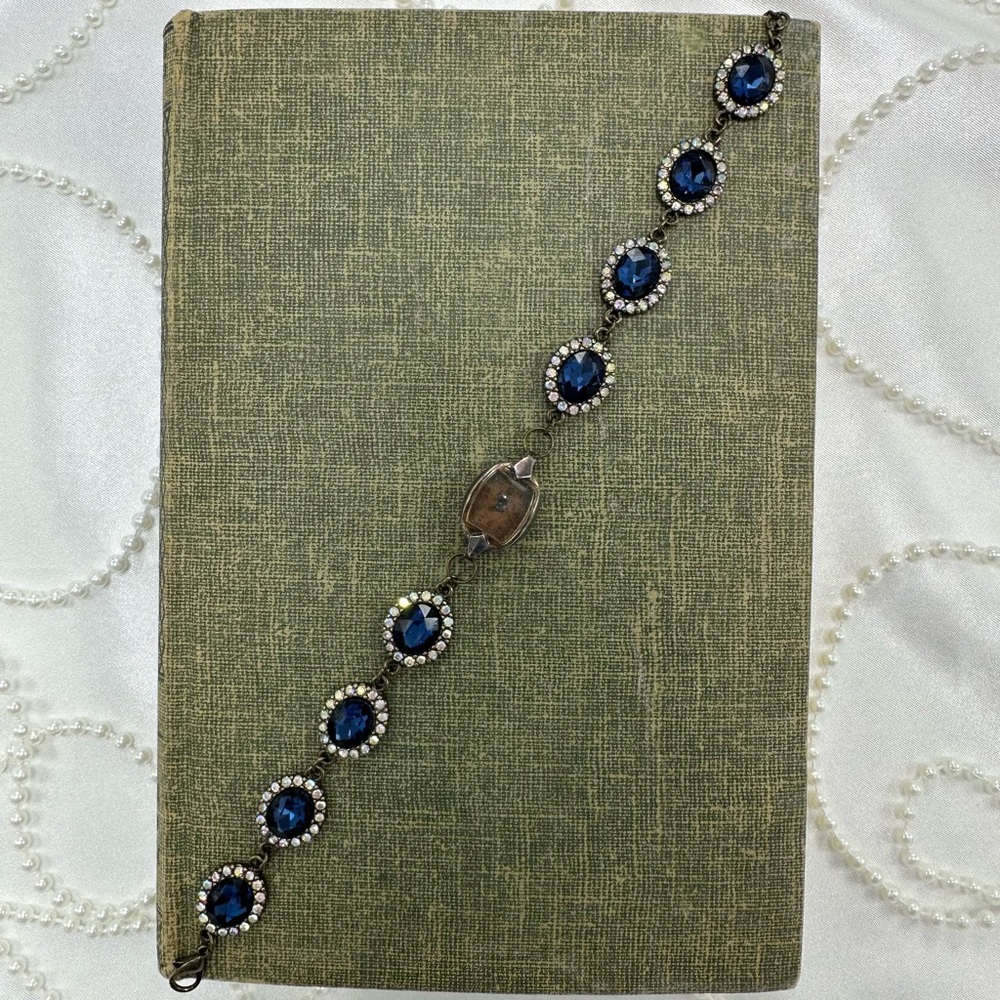 Blue Stone Chain Bracelet with Vintage Copper 14k GF Watch